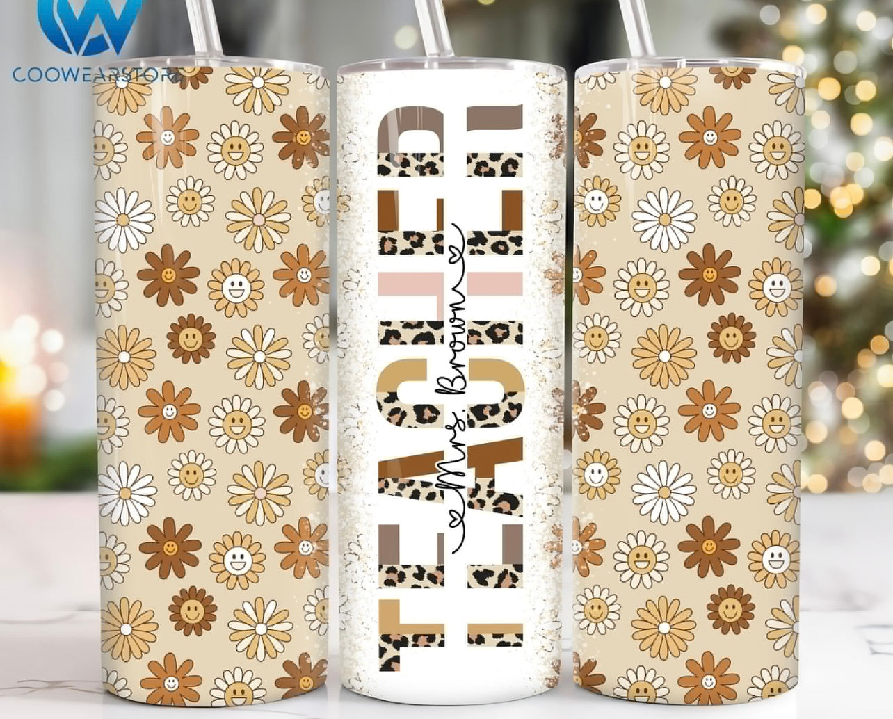 Leopard floral tumbler