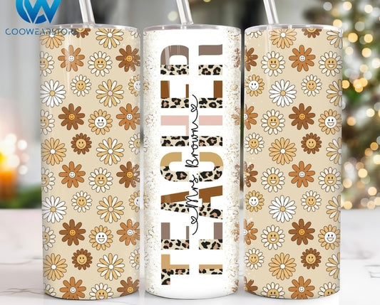 Leopard floral tumbler