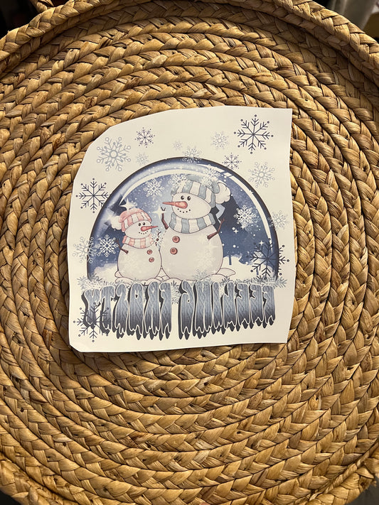 Toddler feeling frosty snowglobe