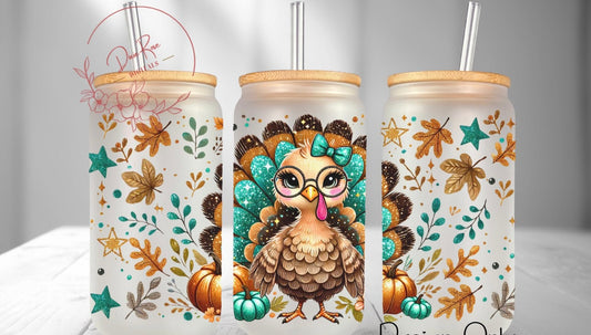 Frosted glass can glitter turkey