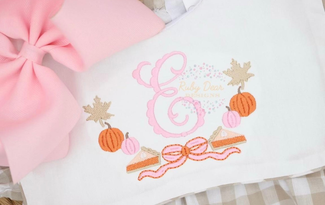 Emb - bows pumpkin pie and pumpkins