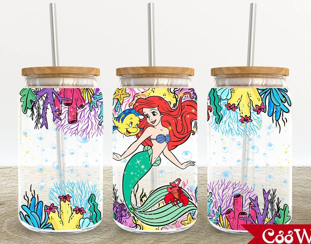 Frosted glass can mermaid