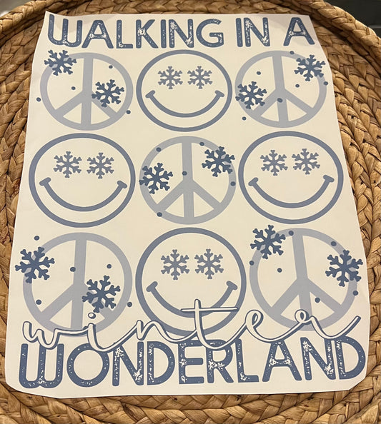 Adult walking in a winter wonderland