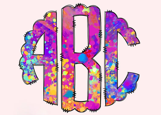 Sub - colorful splatter monogram