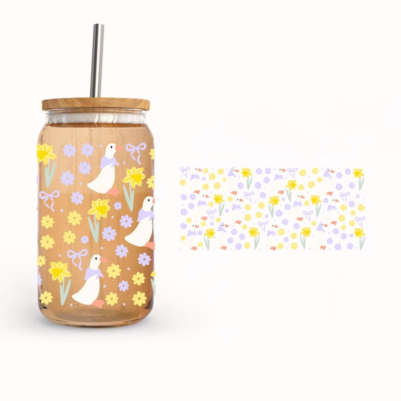 Frosted glass can goose spring