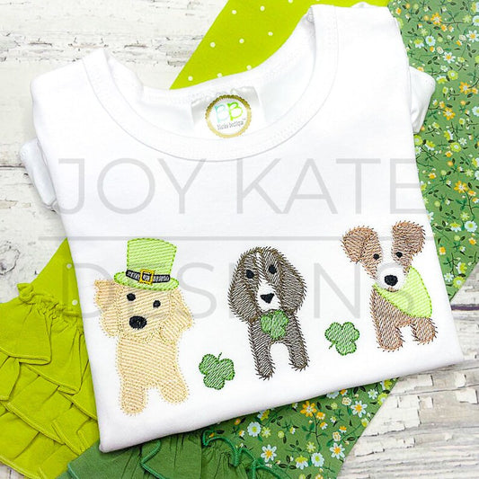 Emb - shamrock dog trio