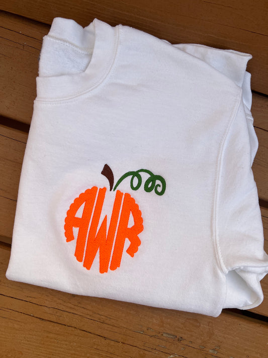 Emb - pumpkin monogram