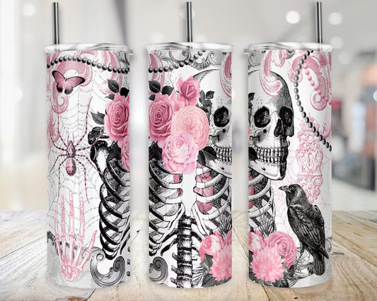 Floral skeleton tumbler