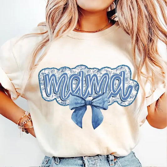 Blue floral coquette mama