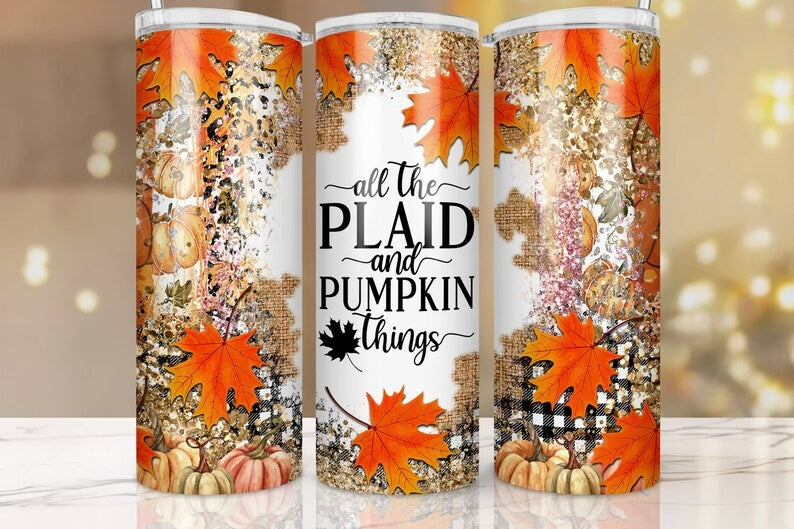 All the plaid and pumpkin things tumbler