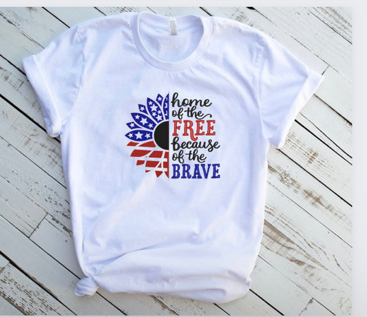 Emb - sunflower home of the free because of the brave