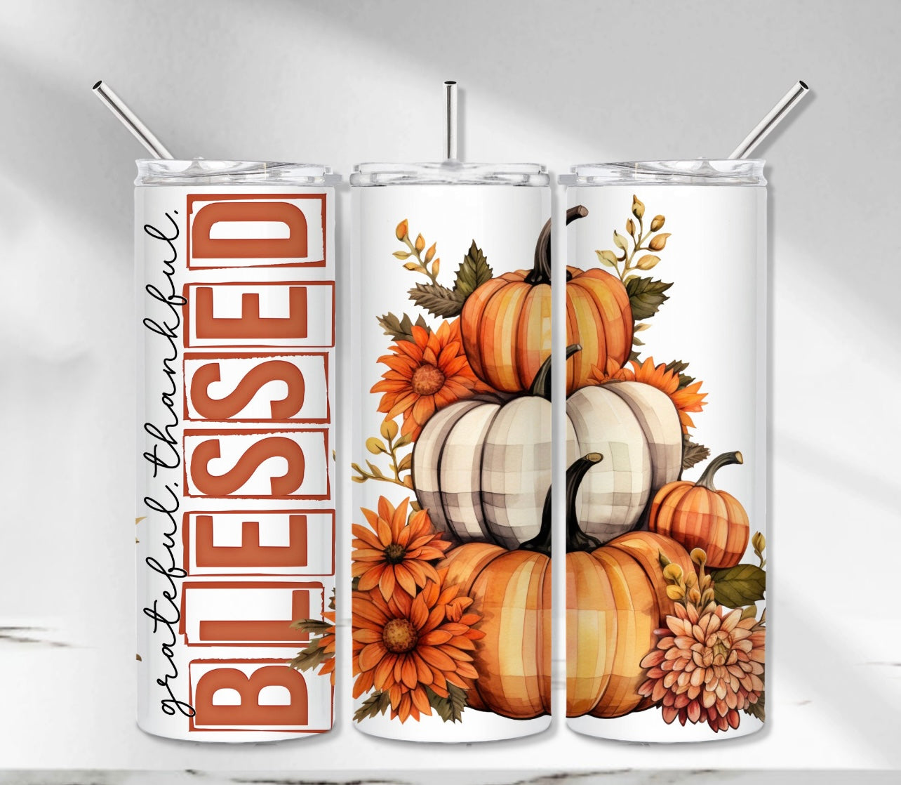 Grateful thankful blessed tumbler