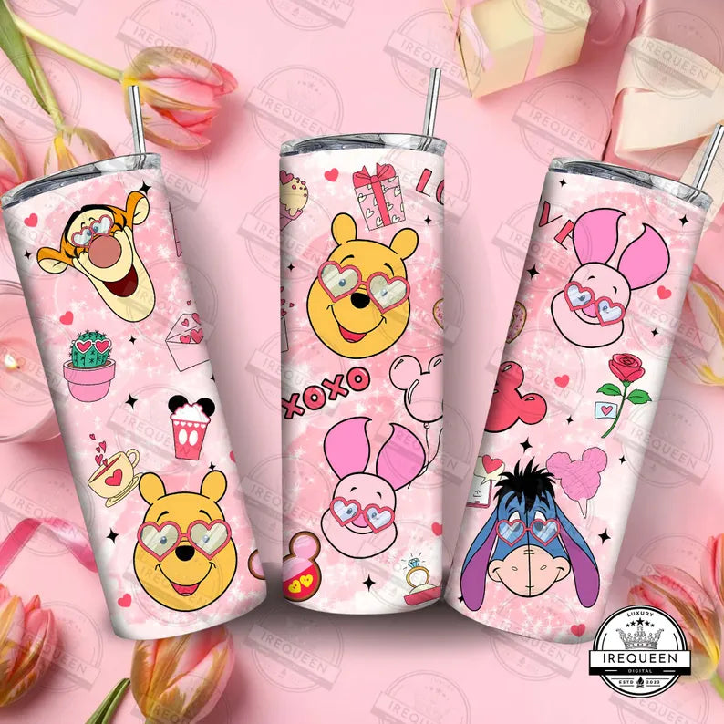 Heart sunglasses pooh tumbler