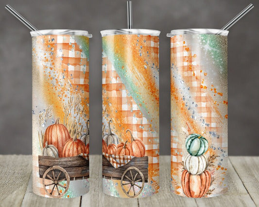 Plaid pumpkins tumbler