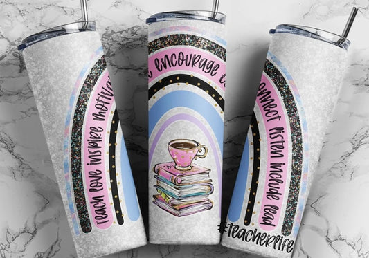 Teacher life rainbow tumbler