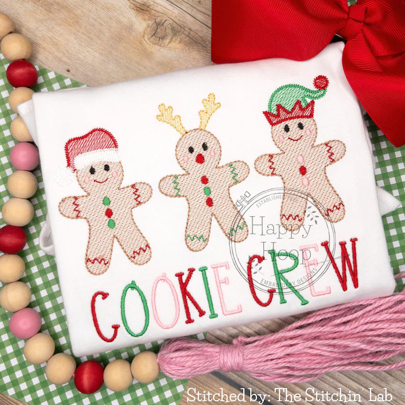 Emb - gingerbread cookie crew or name