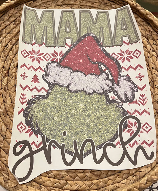 Adult glitter mama gr!nch