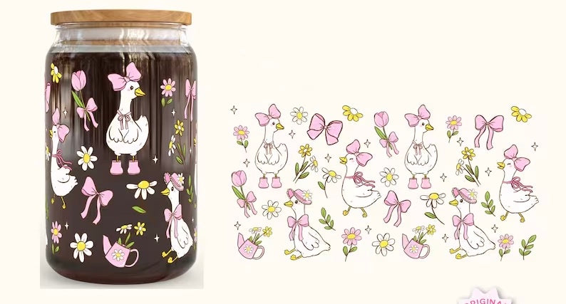 Frosted glass can girly spring goose