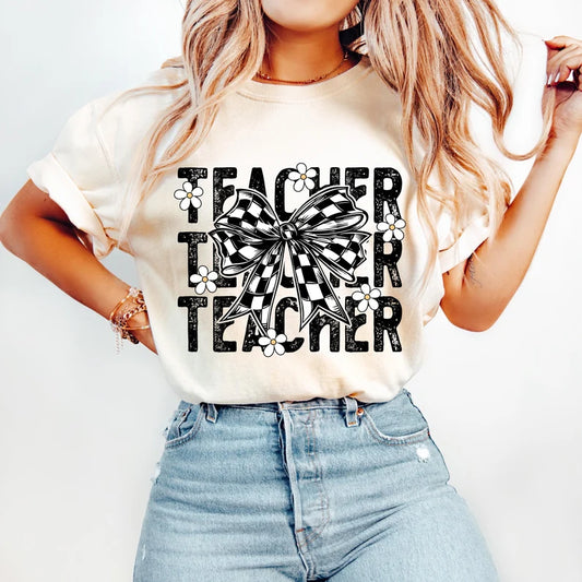 Black and white checkered teacher
