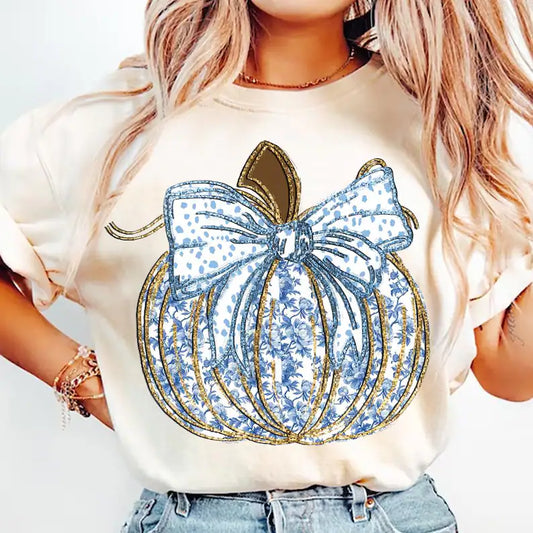 Blue floral pumpkin