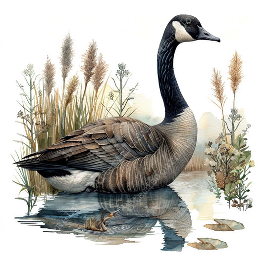 Swimming Canadian geese