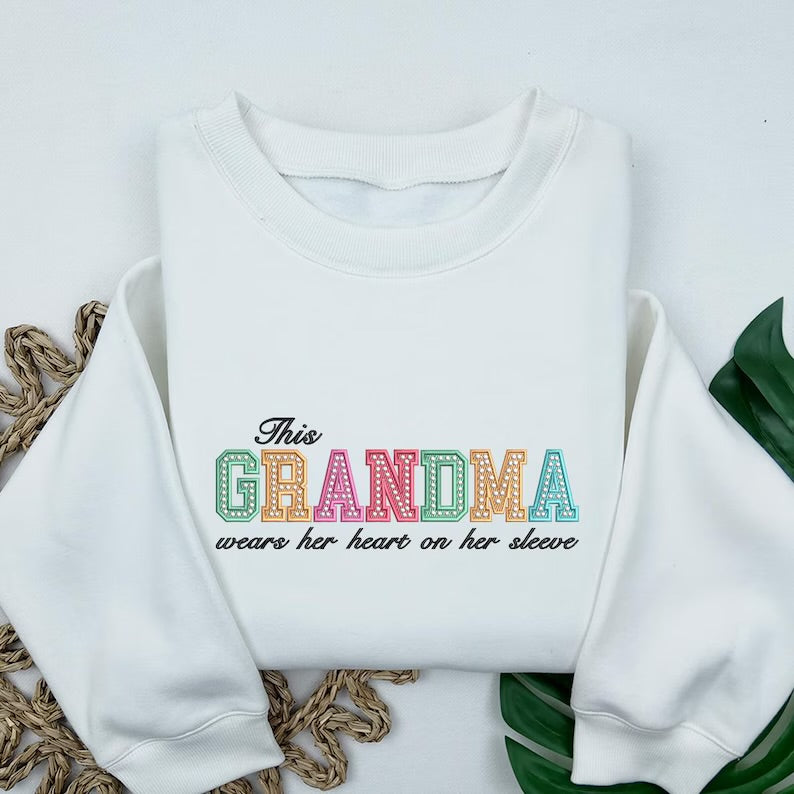Emb - this grandma wears her heart on her sleeve