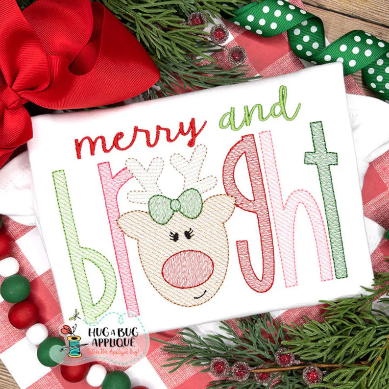 Emb - girl merry and bright