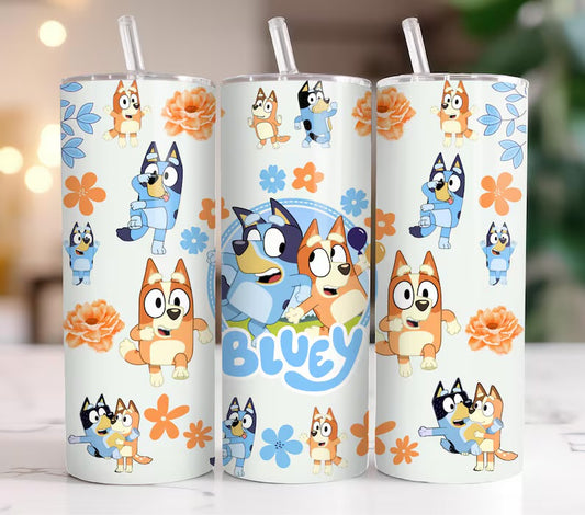 Floral bluey tumbler