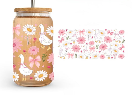 Frosted glass can goose & Daisy