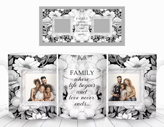 15 oz photo family floral mug