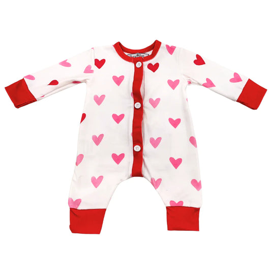 One piece buttflap pink hearts