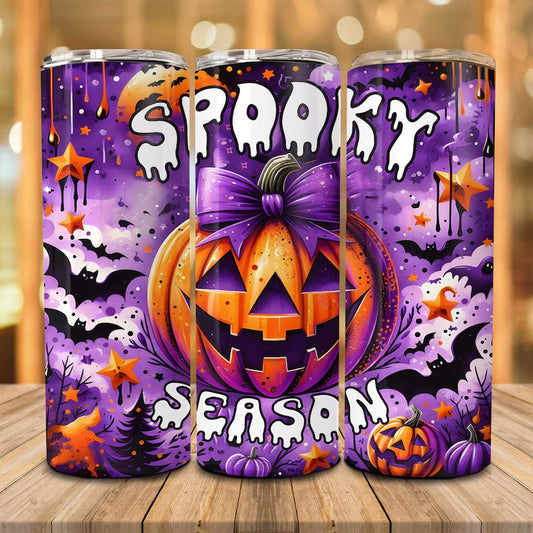 Girly pumpkin spooky season tumbler