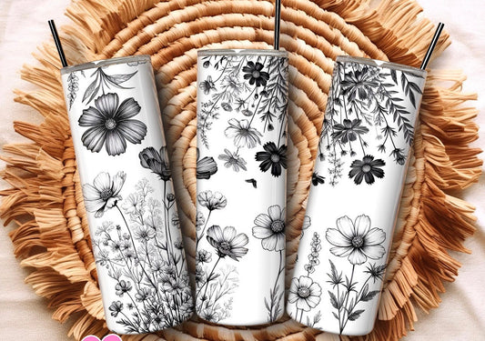 Black floral tumbler