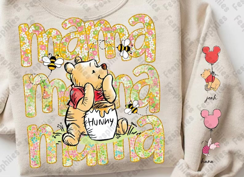 Floral pooh mama bear