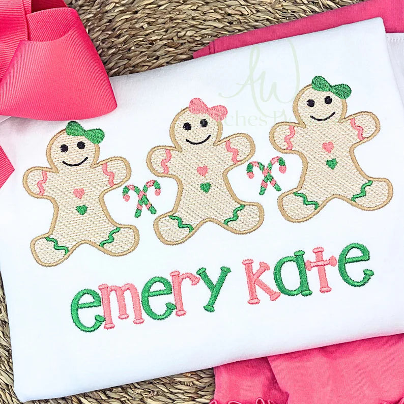 Emb - girl gingerbread trio