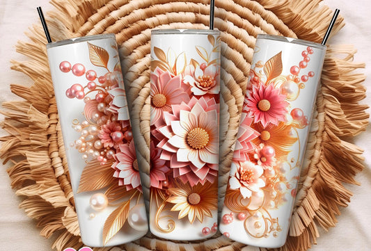 3D floral tumbler