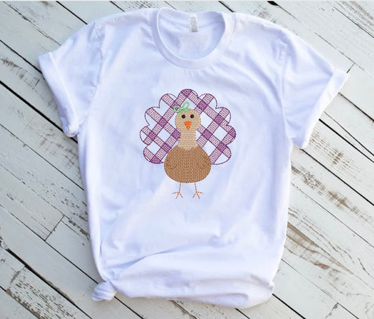 Emb - girl plaid turkey