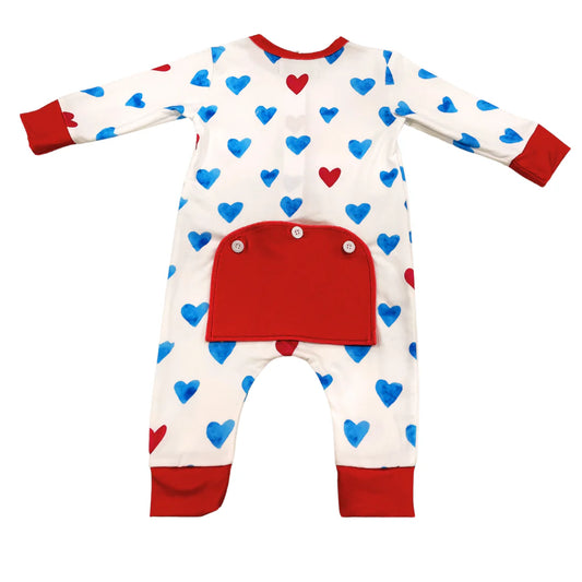 One piece buttflap blue hearts