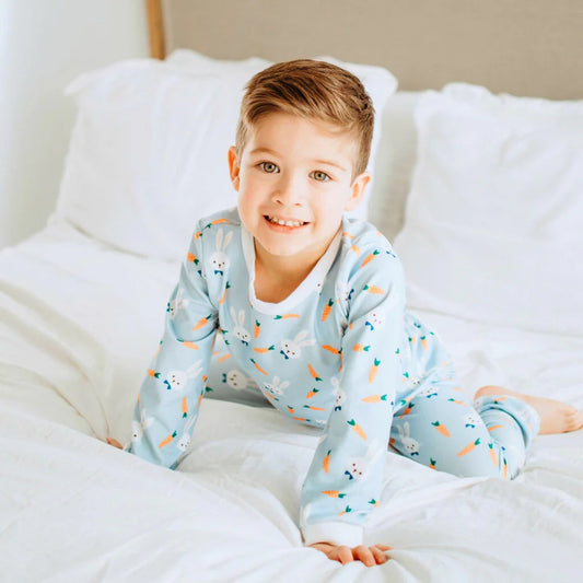 Easter bunny blue buttflap pajamas