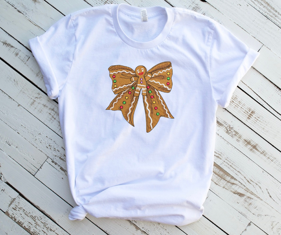 Emb - gingerbread bow